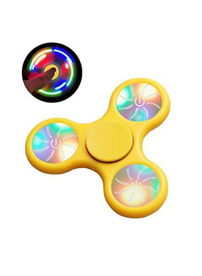 Premsons® Hand Spinner Desk Toy - High Speed Smooth Finger Spin Sensory Fidget Stress Relief Game Play for Kids & Adults - Birthday Party Gift - with Lights - Yellow