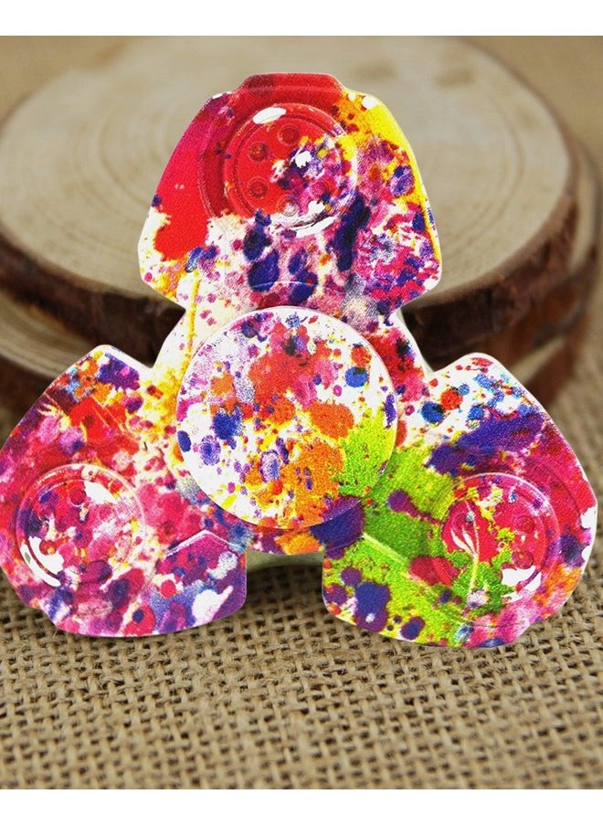Premsons® Hand Spinner Desk Toy - High Speed Smooth Finger Spin Sensory Fidget Stress Relief Game Play for Kids & Adults - Birthday Party Gift - Metal - Rainbow Splash Triangular Head