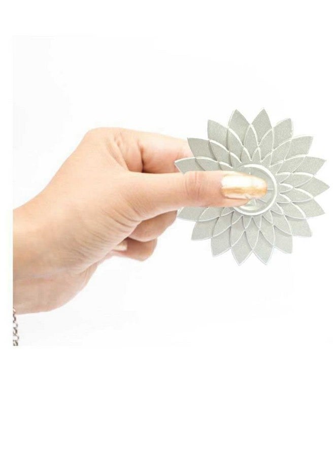 Premsons® Hand Spinner Desk Toy - High Speed Smooth Finger Spin Sensory Fidget Stress Relief Game Play for Kids & Adults - Birthday Party Gift - Metal - White Lotus