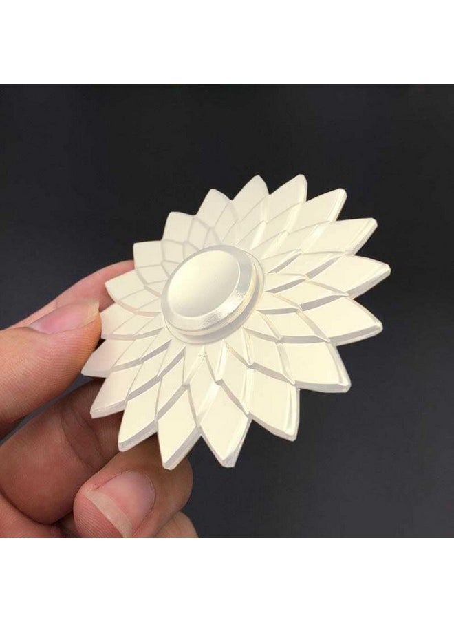 Premsons® Hand Spinner Desk Toy - High Speed Smooth Finger Spin Sensory Fidget Stress Relief Game Play for Kids & Adults - Birthday Party Gift - Metal - White Lotus