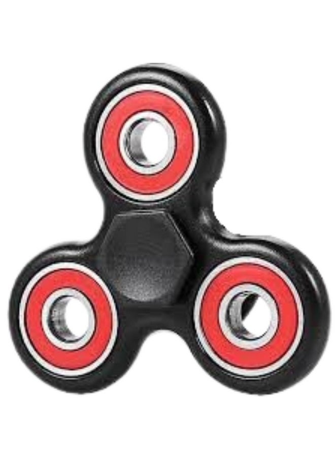 Premsons® Hand Spinner Desk Toy - High Speed Smooth Finger Spin Sensory Fidget Stress Relief Game Play for Kids & Adults - Birthday Party Gift - Four Bearing - Black + Red Bearing