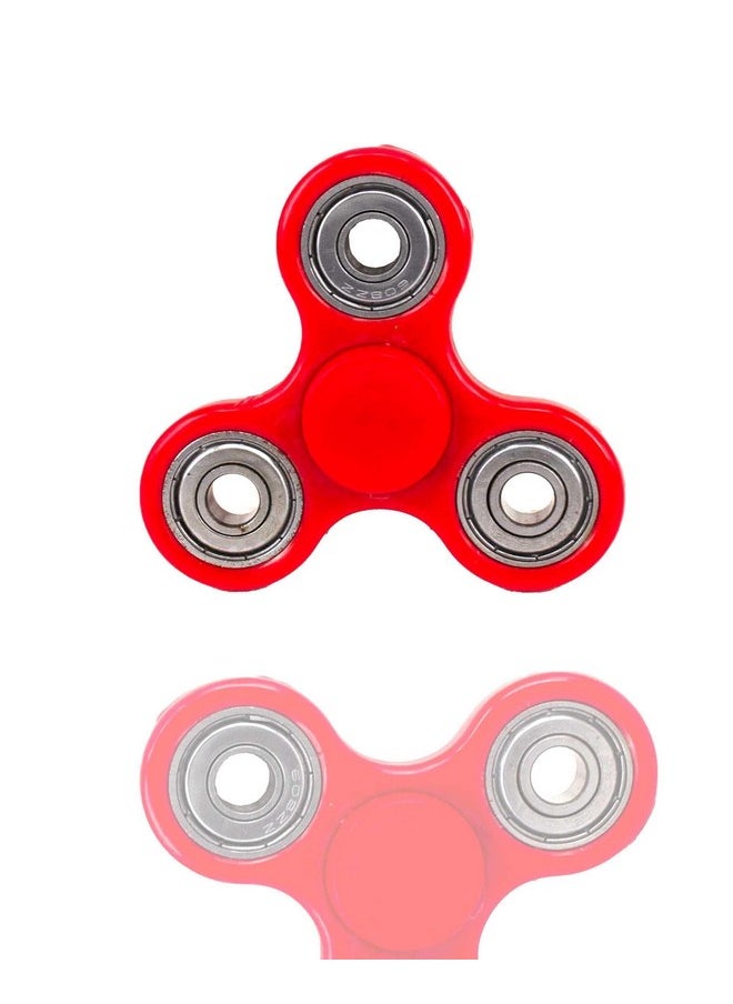 Premsons® Hand Spinner Desk Toy - High Speed Smooth Finger Spin Sensory Fidget Stress Relief Game Play for Kids & Adults - Birthday Party Gift - Four Bearing - Red with Silver Bearing