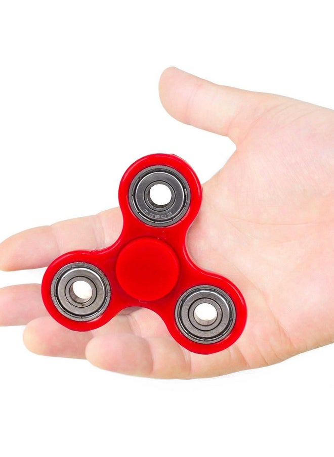 Premsons® Hand Spinner Desk Toy - High Speed Smooth Finger Spin Sensory Fidget Stress Relief Game Play for Kids & Adults - Birthday Party Gift - Four Bearing - Red with Silver Bearing