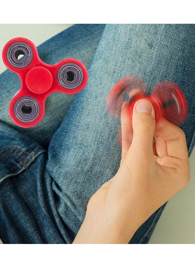 Premsons® Hand Spinner Desk Toy - High Speed Smooth Finger Spin Sensory Fidget Stress Relief Game Play for Kids & Adults - Birthday Party Gift - Four Bearing - Red with Silver Bearing