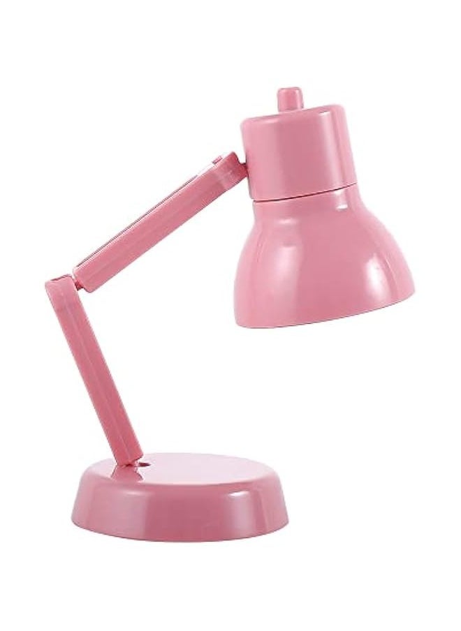 Simulation Desk Lamp Dollhouse Furniture Creative Lighting Toy Desk Lamp Decoration Crafts LED Light Doll House Desk Lamp Miniature Toy(Pink)