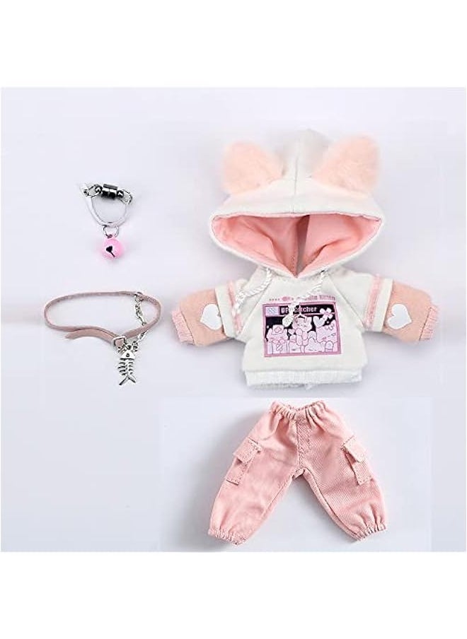 BJD Clothes Cat Hooded Sweater Coat for OB11, Molly,GSC, YMY , 1/12bjd Doll Clothes Accessories (White-pink2)