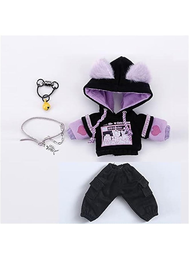 BJD Clothes Cat Hooded Sweater Coat for OB11, Molly,GSC, YMY , 1/12bjd Doll Clothes Accessories (Black-Purple2)