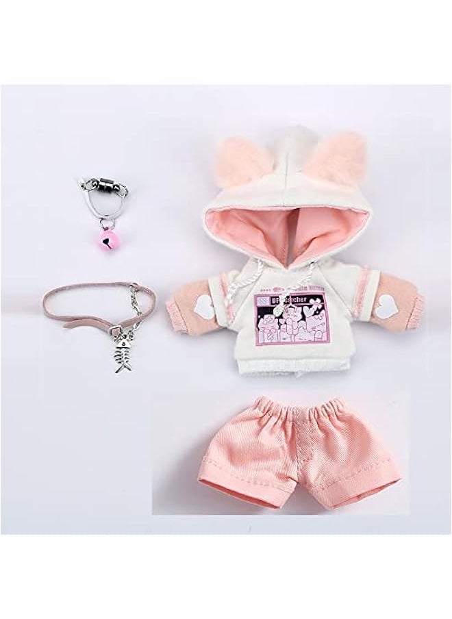 BJD Clothes Cat Hooded Sweater Coat for OB11, Molly,GSC, YMY , 1/12bjd Doll Clothes Accessories (White-pink1)