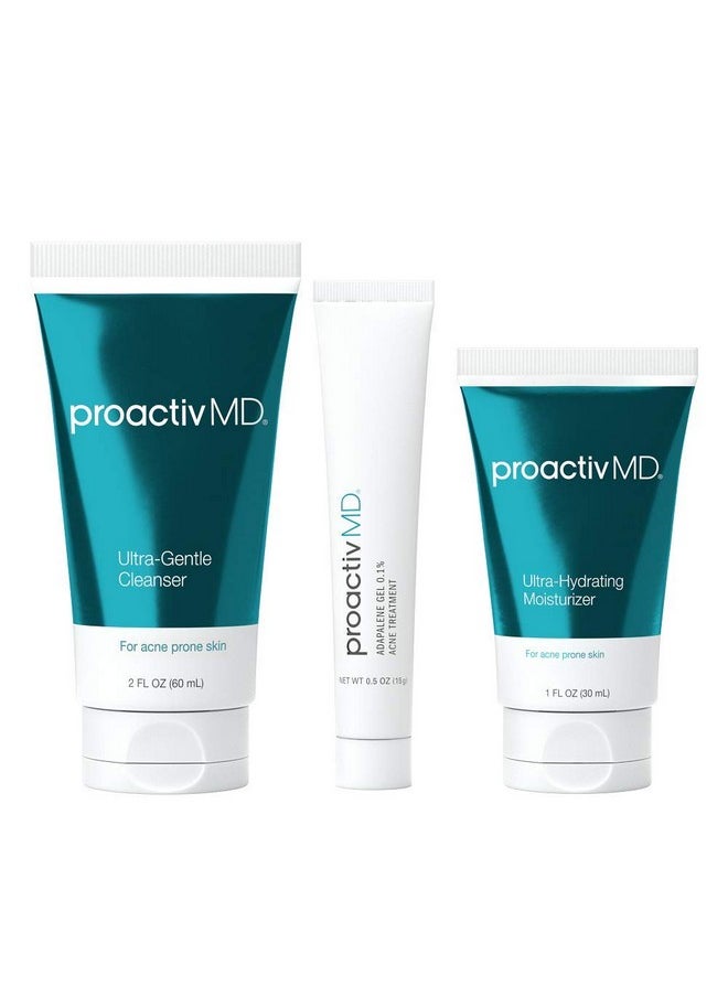 ProactivMD Adapalene Gel Acne Kit - with Adapalene Gel Acne Treatment, Green Tea Face Cleanser, and Moisturizer with Hyaluronic Acid- 30 Day Kit - Packaging may vary