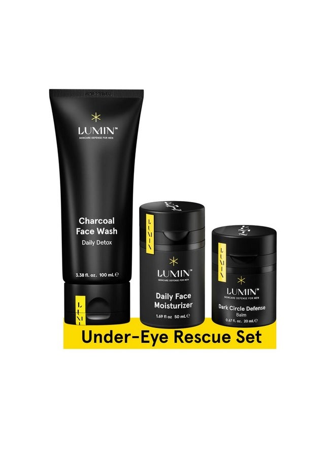 Lumin - No Baggage Trio - A skincare kit, Includes: Charcoal Face Wash Daily Detox, Daily Face Moisturizer & Dark Circle Defense Balm, Ideal for fine lines & dark circles, Suitable for all skin types