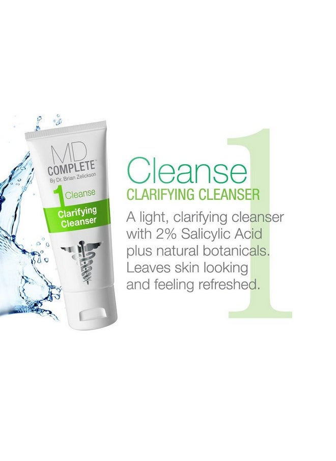 MD Complete 3-Step Professional Acne Clearing System: Salicylic Acid Cleanser, Benzoyl Peroxide Spot Treatment and Retinol Vitamin-C Complexion Correcting Serum