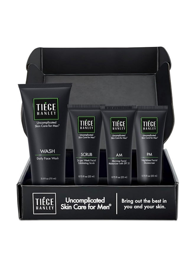 Tiege Hanley Mens Skin Care Set, Essential Skin Care Routine for Men (System Level 1) - Face Wash Kit for Fines Lines & Wrinkles - Men's Skincare Set Includes Face Wash, Facial Scrub, & Moisturizer