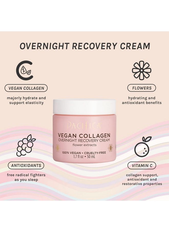 Pacifica Beauty Vegan Collagen Overnight Recovery Face Cream + Undereye Eye Cream Set, Hyaluronic Acid, Caffeine, Vitamin E & C, Hydrating & Moisturizing for Aging and Dry Skin, Pink, 2 Count