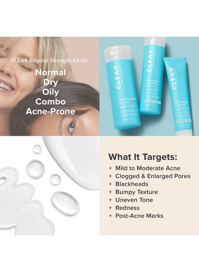 Paula's Choice CLEAR Regular Strength Acne Kit, 2% Salicylic Acid & 2.5% Benzoyl Peroxide for Facial Acne & Pores, Redness Relief, PACKAGING MAY VARY