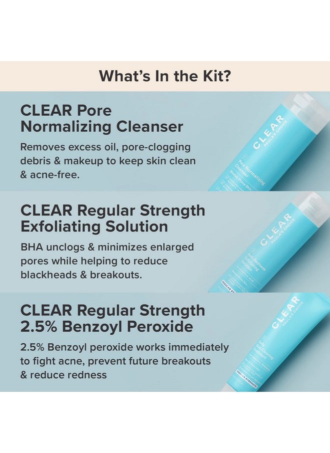 Paula's Choice CLEAR Regular Strength Acne Kit, 2% Salicylic Acid & 2.5% Benzoyl Peroxide for Facial Acne & Pores, Redness Relief, PACKAGING MAY VARY