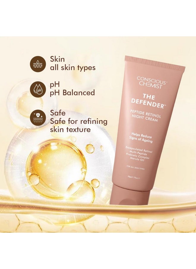 Conscious Chemist Retinol Night Cream | 50g | Moisturizer, Face Cream for Men & Women, Multipeptide Antiaging Cream, Reduces Finelines, Necklines & Wrinkles, All Skin Type - The Defender (Pack of 2)