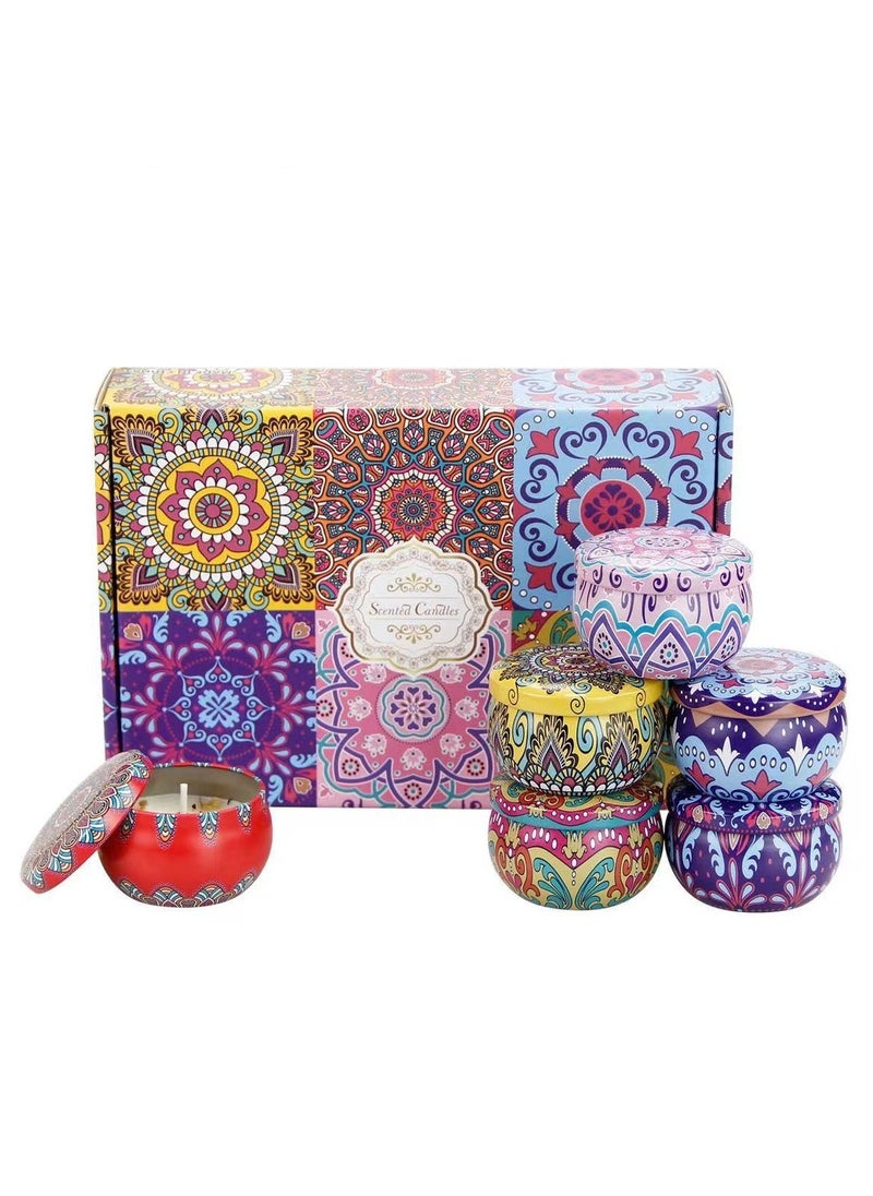 Ramadan Luxury Gift Set 6pcs Scented Candles Gift Box and 5 Sheets Brownish Red Temporary Waterproof Henna Tattoo Stickers (Ramdom 5 Sheets)