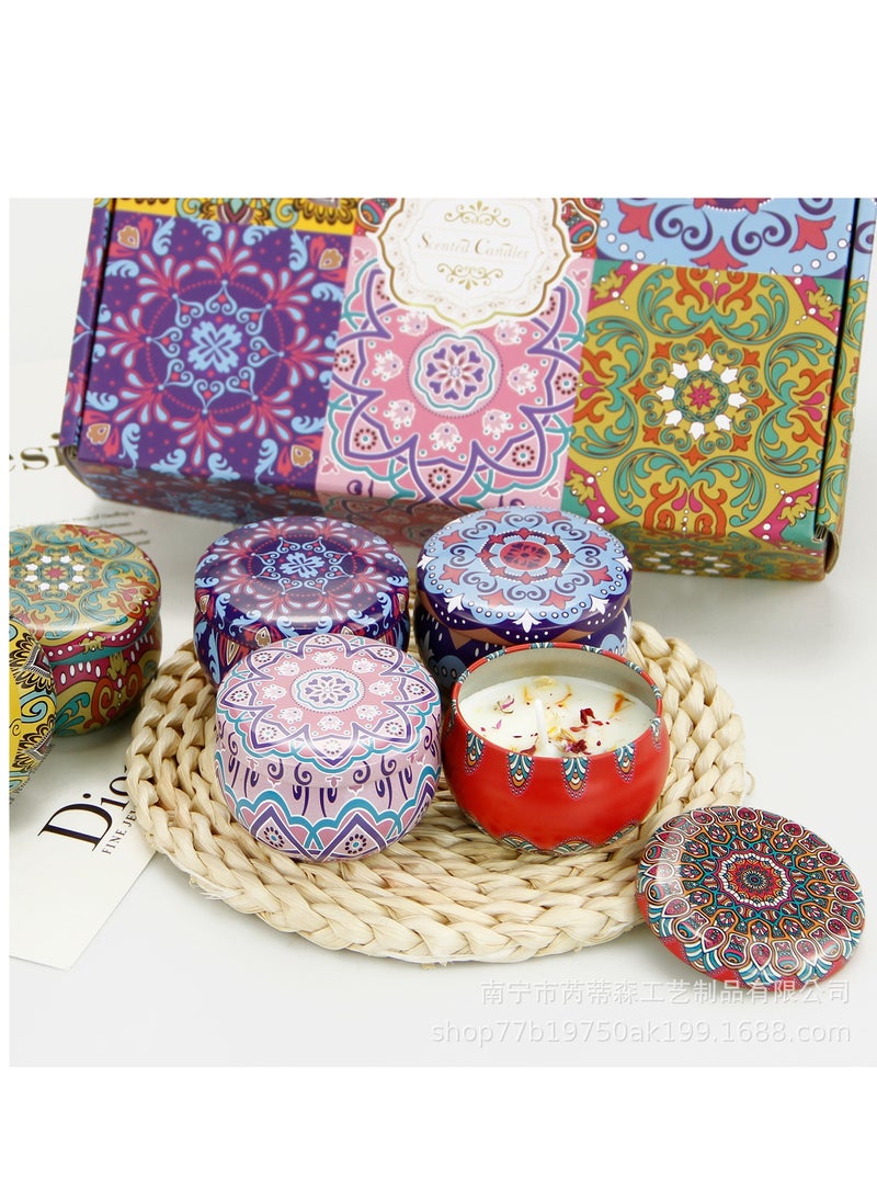 Ramadan Luxury Gift Set 6pcs Scented Candles Gift Box and 5 Sheets Brownish Red Temporary Waterproof Henna Tattoo Stickers (Ramdom 5 Sheets)