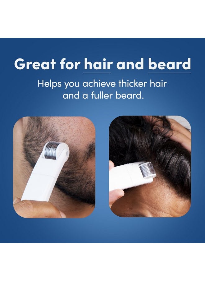 Man Matters 2-In-1 Derma Roller For Hair & Beard | 540 Micro 0.5mm Titanium Alloy Needles | Replaceable Head | Stimulates Hair Follicles | Provides Hair & Beard Growth | Safe & Easy To Use