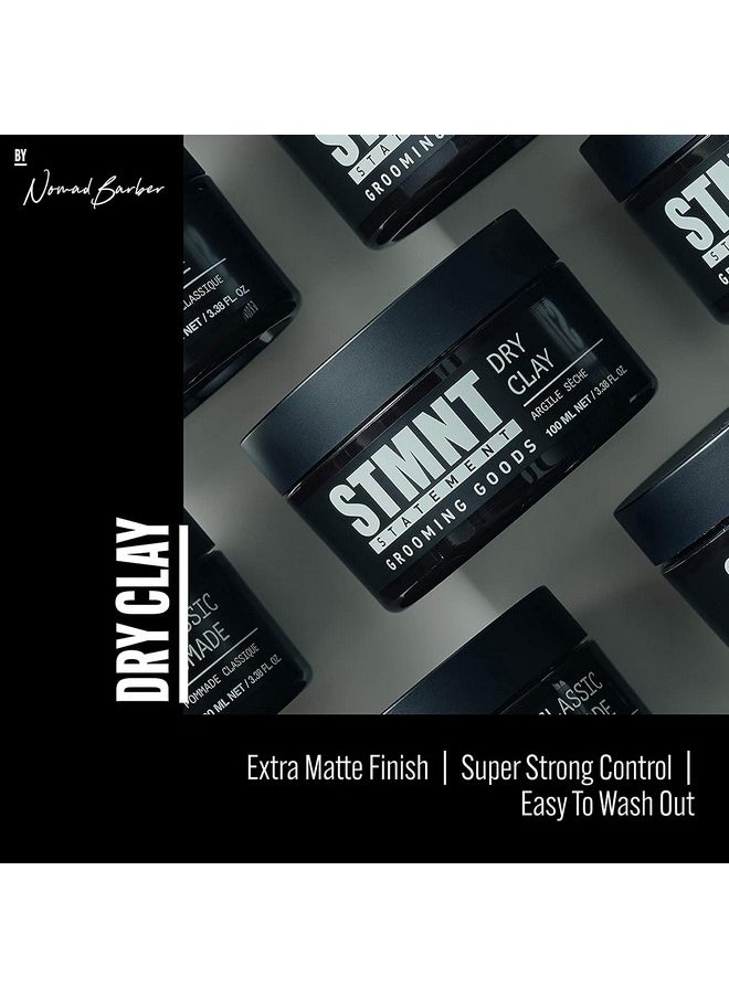 STMNT Grooming Goods Dry Clay, 3.38 oz | Extra Matte Finish | Super Strong Control | Easy to Wash Out