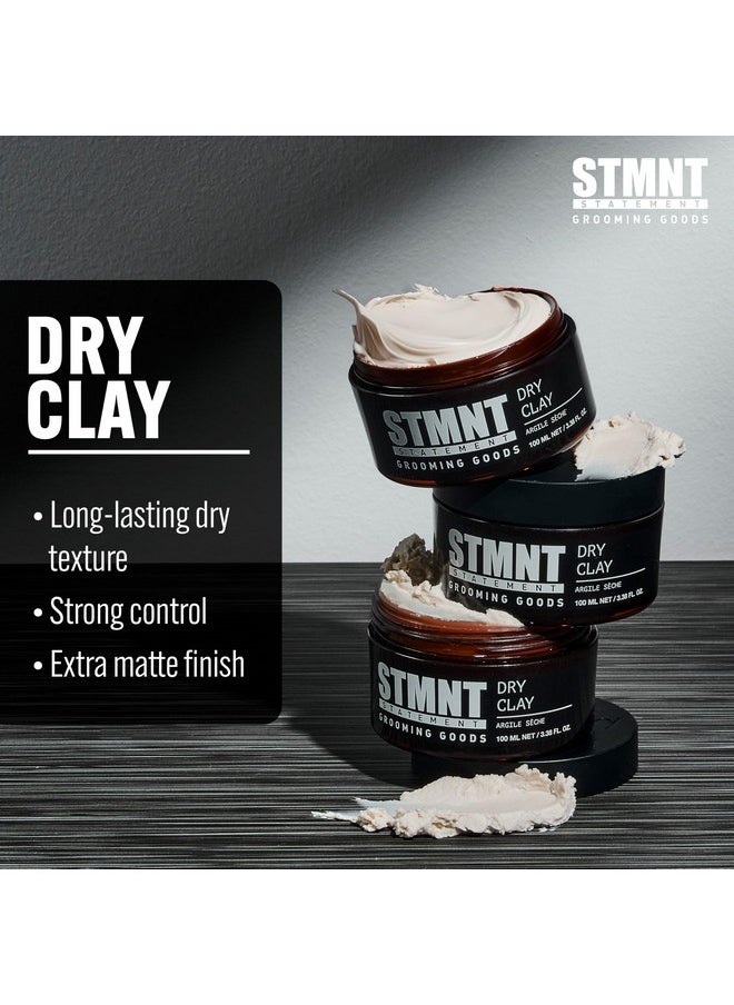 STMNT Grooming Goods Dry Clay, 3.38 oz | Extra Matte Finish | Super Strong Control | Easy to Wash Out