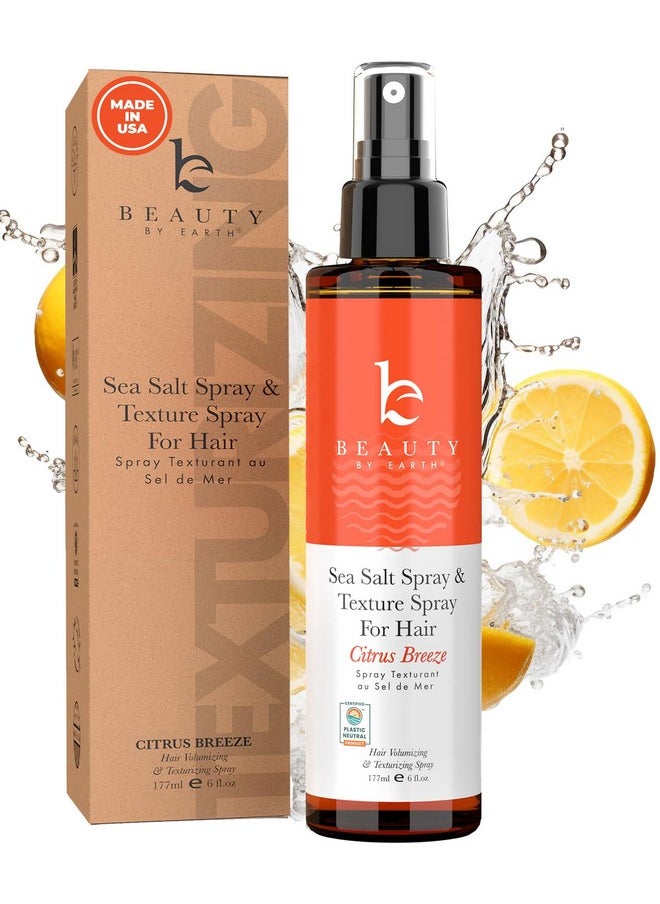 Beauty by Earth Sea Salt Spray for Hair - USA Made from Natural & Organic Ingredients, Texturing Spray for Men & Women, Hair Texture Spray for Fine Hair, Salt Water Spray