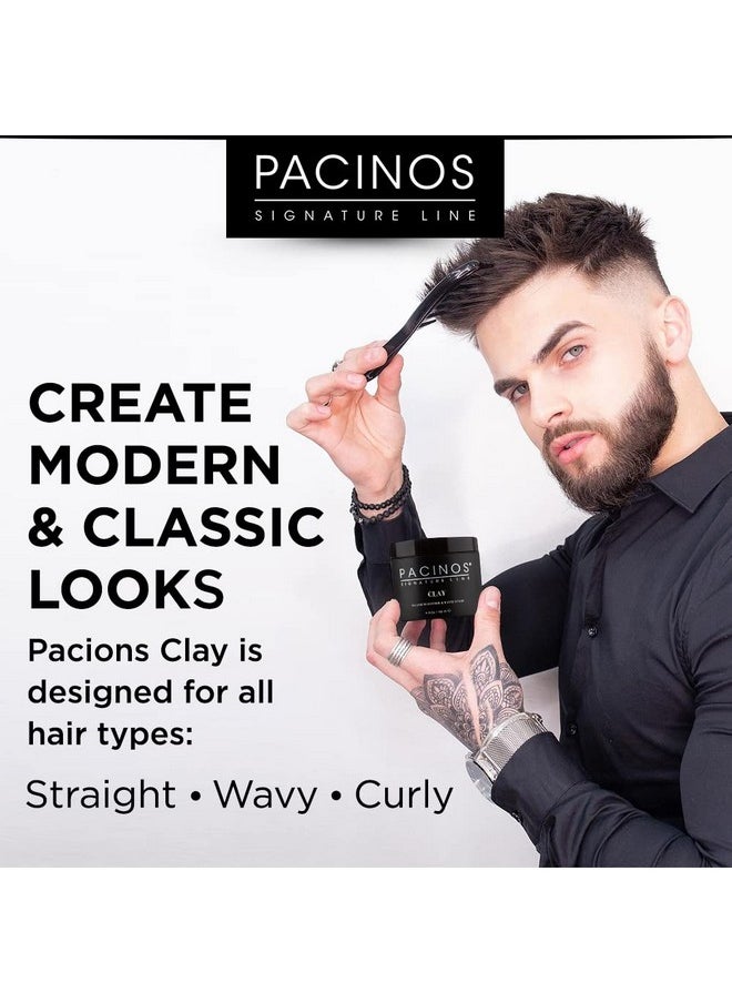 Pacinos Signature Line Clay Hair Paste - Long Lasting Styling Wax with Firm Hold for All Hair Styles 4 Oz