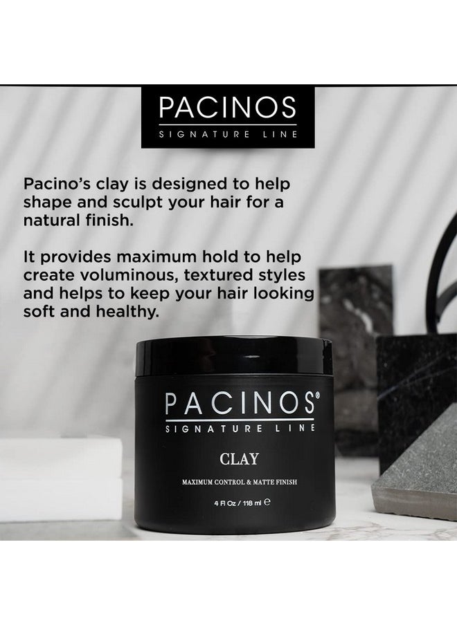Pacinos Signature Line Clay Hair Paste - Long Lasting Styling Wax with Firm Hold for All Hair Styles 4 Oz