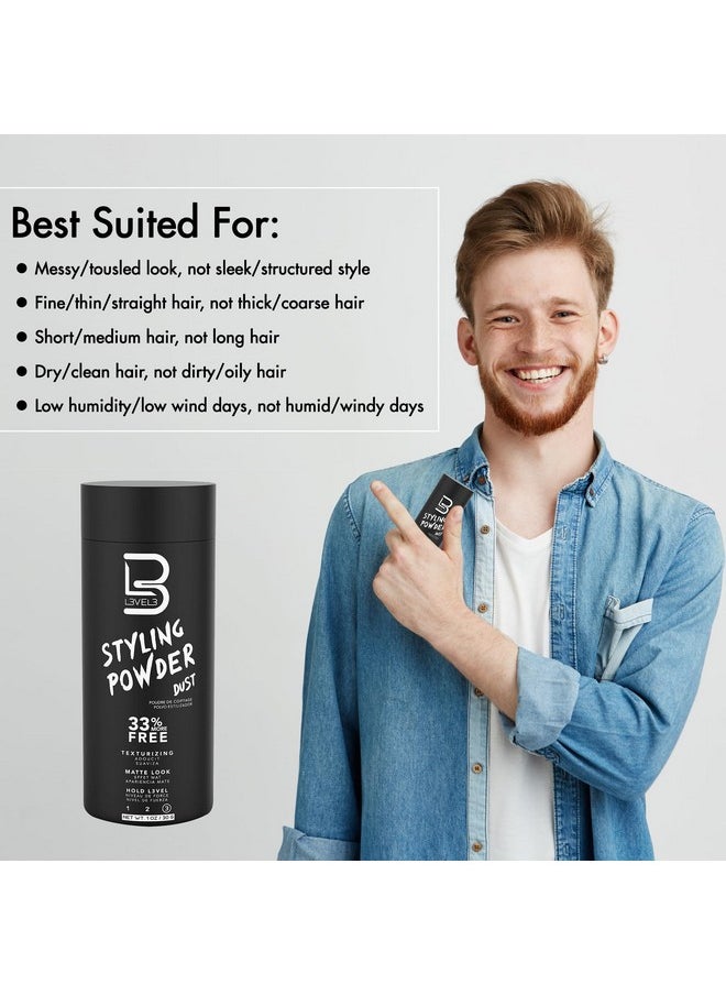 L3 Level 3 Styling Powder - Natural Look Mens Powder - Easy to Apply with No Oil or Greasy Residue (Large - 60 Grams)