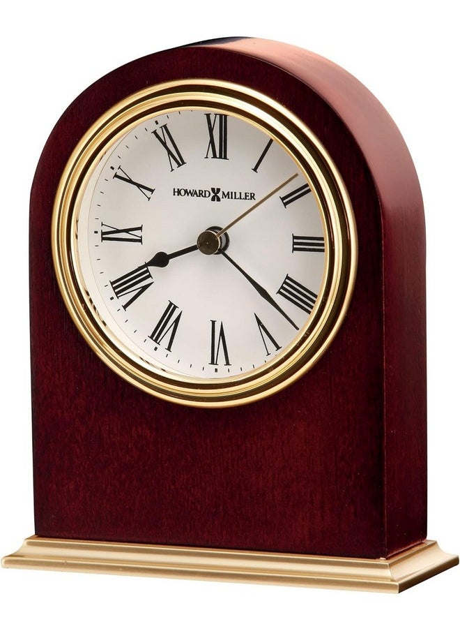 Howard Miller Priest River Table Clock II 549-779 - Modern Arched Shaped Clock II, Low-Gloss Rosewood Hall Finish, Brass Finish Metal Bass, Felt Bottom, Quartz Movement
