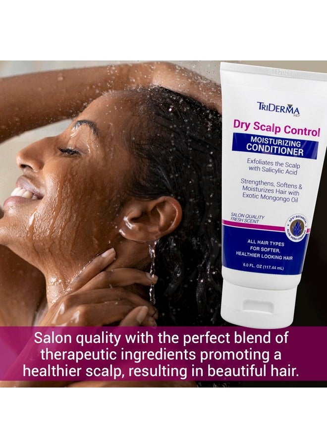 TriDerma Dry Scalp Control Deep Moisturizing Hair Conditioner - Salon Quality Treatment - Salicylic Acid, Exfoliates, Nourishes & Strengthens Hair - Exotic Mongongo & Rosemary Oil - 6 oz