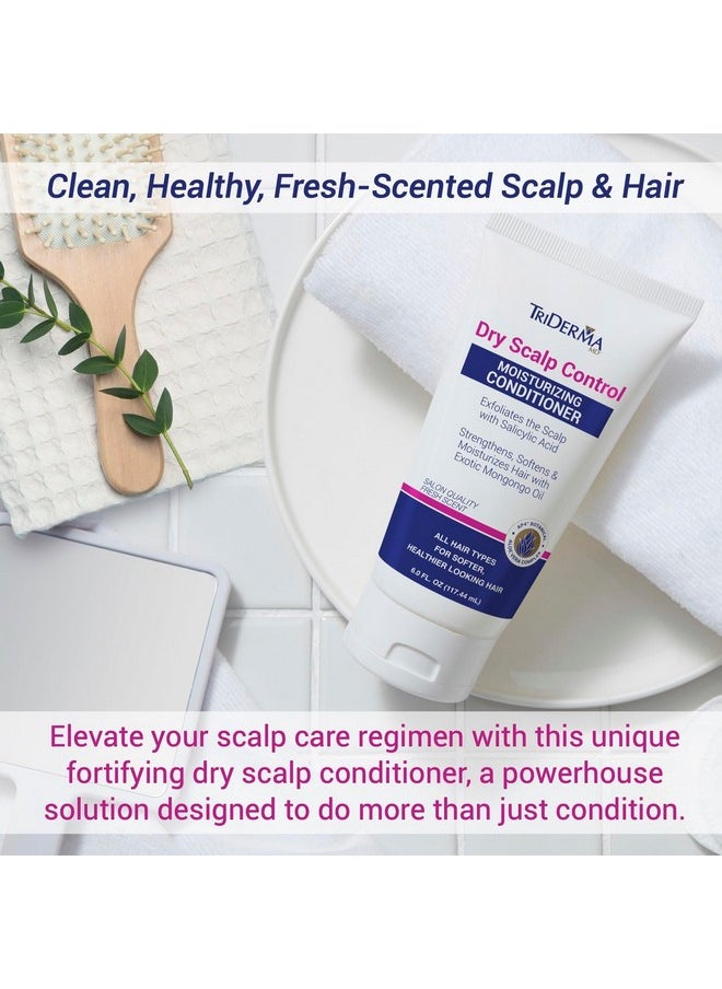 TriDerma Dry Scalp Control Deep Moisturizing Hair Conditioner - Salon Quality Treatment - Salicylic Acid, Exfoliates, Nourishes & Strengthens Hair - Exotic Mongongo & Rosemary Oil - 6 oz