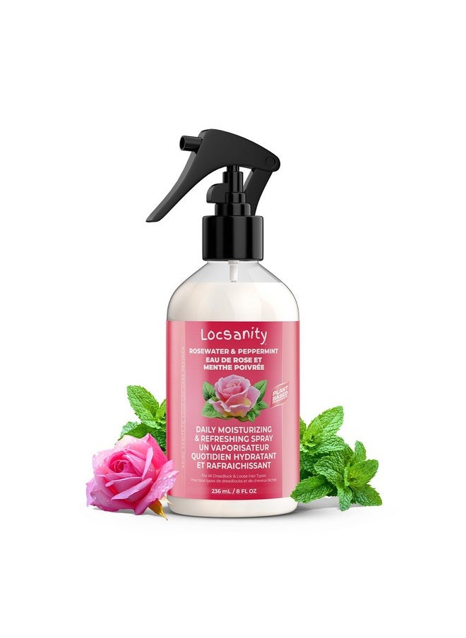 Locsanity Daily Moisturizing Rose Water and Peppermint Hair Scalp Refresher for Locs and Dreadlocks - Natural Loc Care and Maintenance (8oz)