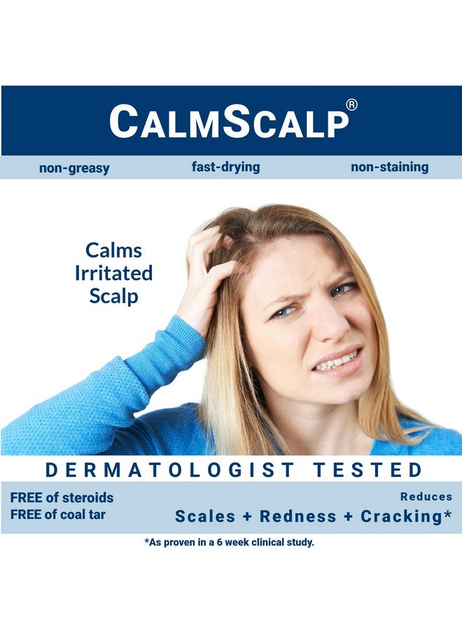 CalmScalp Topical Solution for Symptoms of Mild to Moderate Psoriasis | Irritated Scalp | Hairline Scales | Redness | Dry Scalp | Made in The USA | 4 oz.