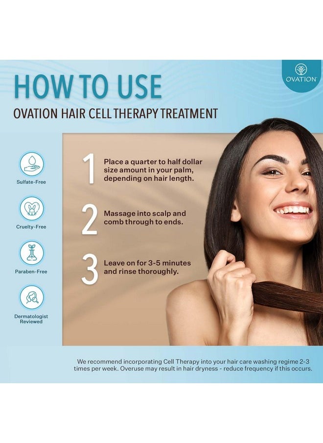 Ovation Hair Cell Therapy Hair Growth & Scalp Treatment for Men & Women - For All Hair Types, Helps Reduce Breakage & Split Ends - No Minoxidil, Sulfates, or Parabens - With Biotin, Vitamin B5, Aloe