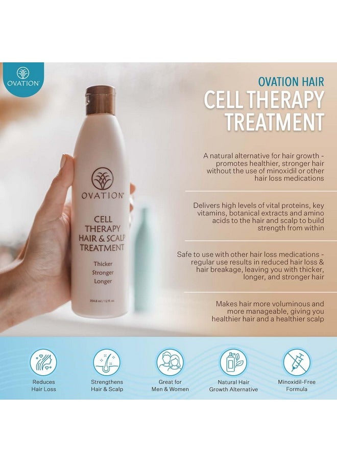 Ovation Hair Cell Therapy Hair Growth & Scalp Treatment for Men & Women - For All Hair Types, Helps Reduce Breakage & Split Ends - No Minoxidil, Sulfates, or Parabens - With Biotin, Vitamin B5, Aloe