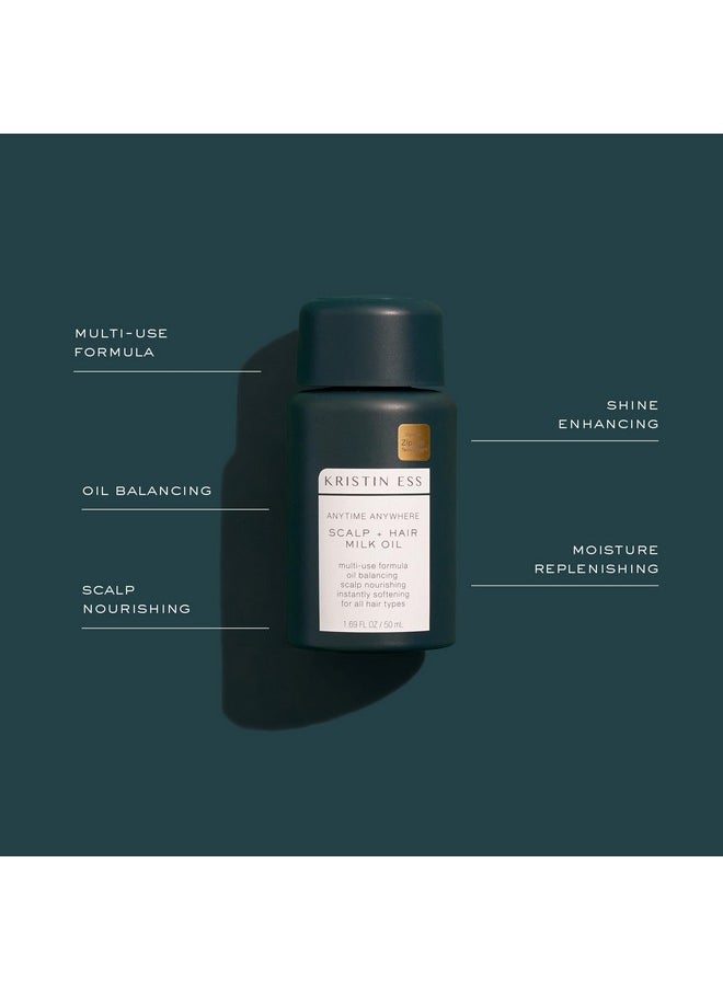 Kristin Ess Anytime Anywhere Scalp + Hair Milk Oil, Hydrating for Damaged Hair, infused with Coconut Oil and Jojoba Oil, Castor Oil for Hair Growth