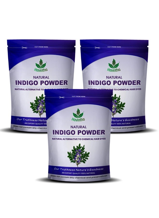 Havintha Indigo Powder For Black Hair | Herbal Indigo Leaf/Indigofera Tinctoria Powder, for Natural Hair Coloring | No Added Colour Or Preservatives 227g (Pack of 3)