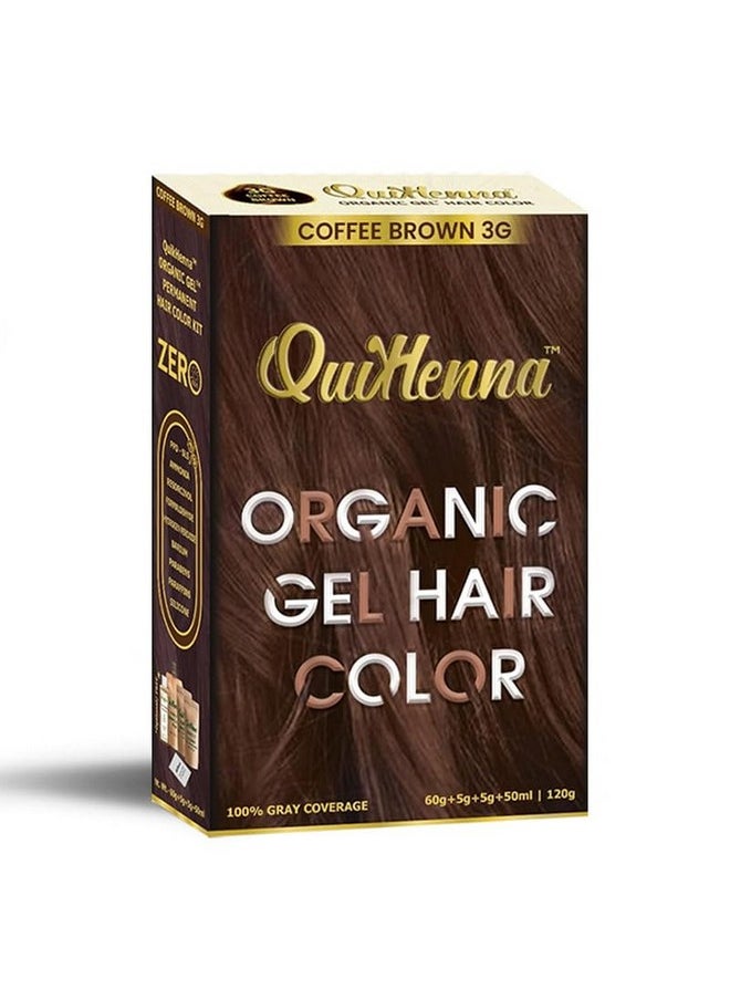 byPureNaturals QuikHenna Organic Hair Colour Gel 3G Coffee Brown - PPD & Ammonia Free Permanent Natural Hair Color, 100% Grey Coverage, Long Lasting Gel Colour for Men & Women, 120gm