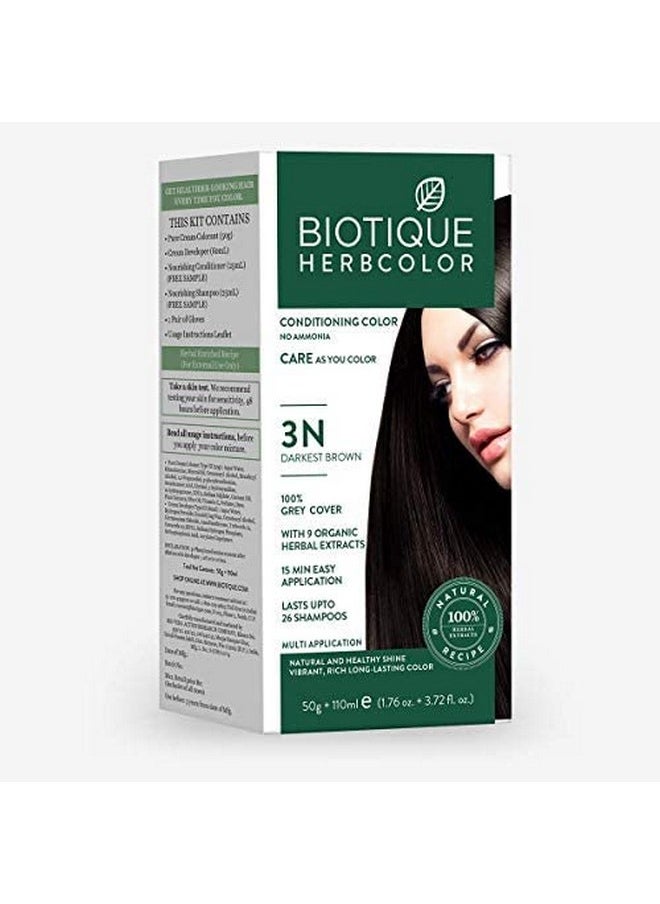 Biotique Herbcolor Hair Color 3N - Darkest Brown (50gm+110ml) (Pack of 2)