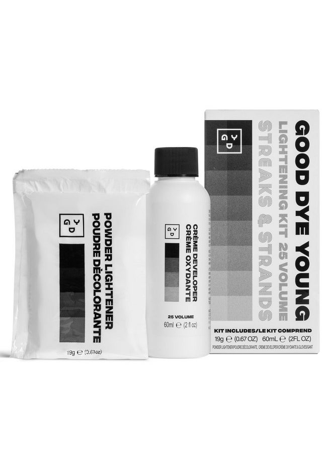 Good Dye Young Hair Lightener Kit (Streaks and Strands) with Dust Free Powder Lightener & 25 Volume Developer - Moisturizing Bleaching Kit - Vegan Hair Bleach (2 oz.)