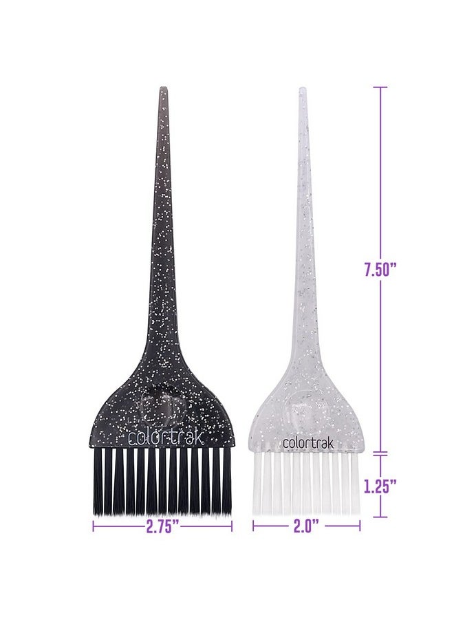 Colortrak Galaxy Glitter 2 Piece Hair Brush Set for Highlighting and Coloring Hair Sections, Includes 2.5 Inch Wide Celestial Glow Soft Bristle Brush, 3 Inch Wide Meteor Shower Stiff Bristle Brush