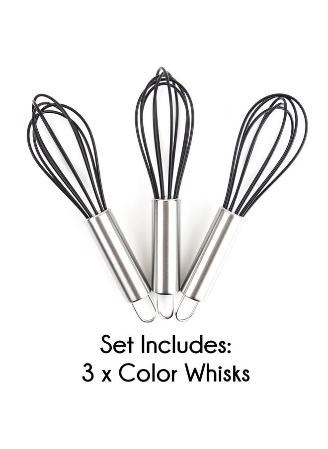 Hair Color Whisk - Set of 3 - Hair Color Mixer - Silicone with Stainless Steel Handle - Salon Hair Wisk - Color Whisk - Hair Whisk Color Mixer - Hair Dye Whisk - Color Wisk