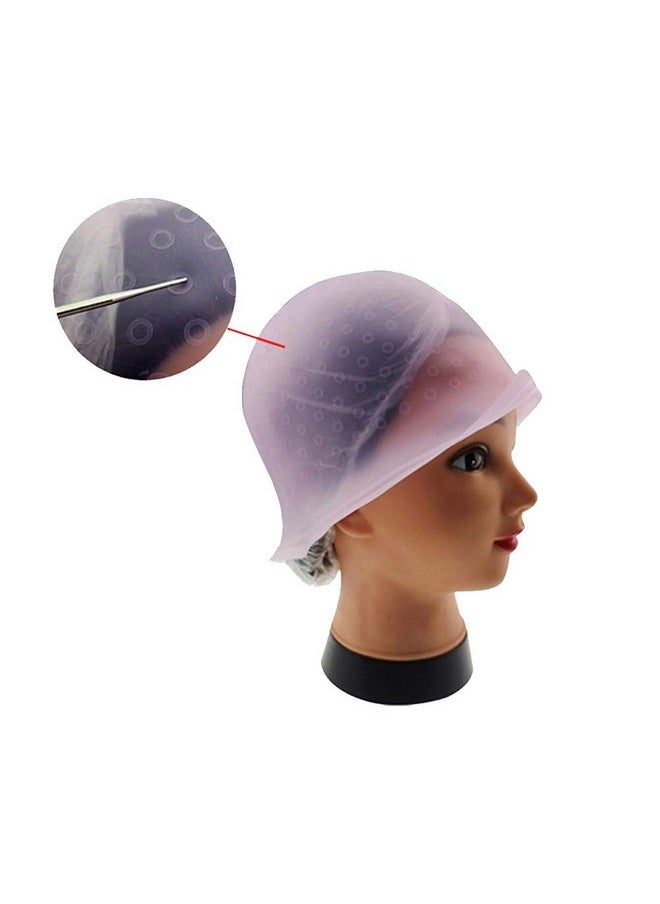 Reusable Silicone Hair Staining Cap Multicolor Hair Dyeing Cap with Metal Hooks