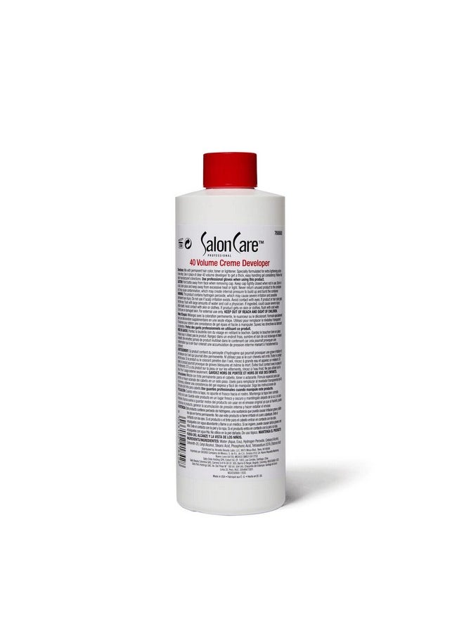 Salon Care 40 Volume Creme Developer 16 Oz