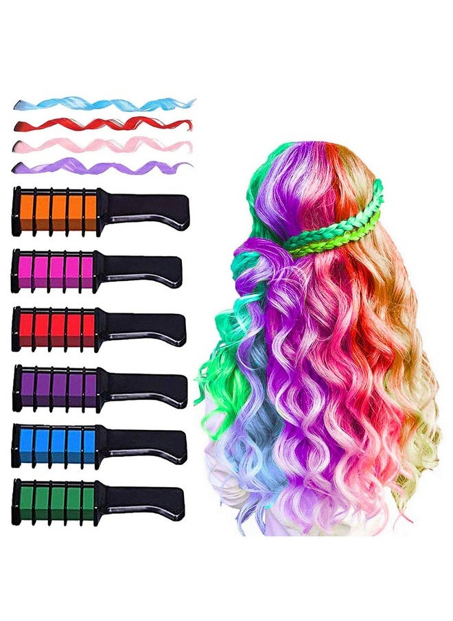 MSDADA Hair Chalk - New Hair Chalk Comb Temporary Bright Washable Hair Color Dye for Girls Kids with Hair Extensions Clips - Birthday Party Christmas Gifts Toys for Girls Kids Age 6-8-10-12 Years Old