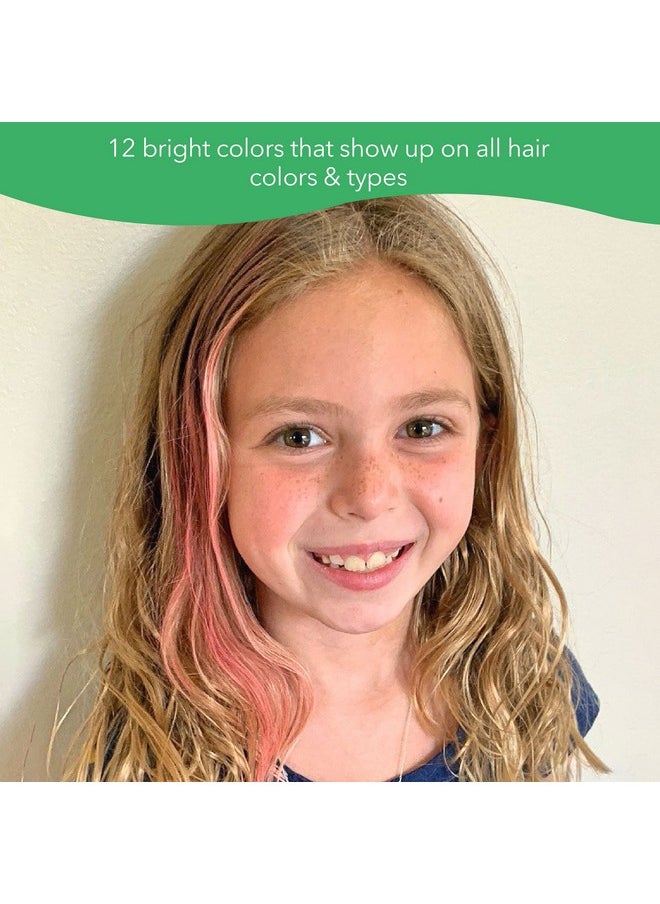 Fresh Monster Temporary Hair Coloring Chalk 12 Bright Colors Washes Out Easily Girls and Boys Non-Toxic and Safe for All Ages, Hair Colors and Textures Great Gift Idea