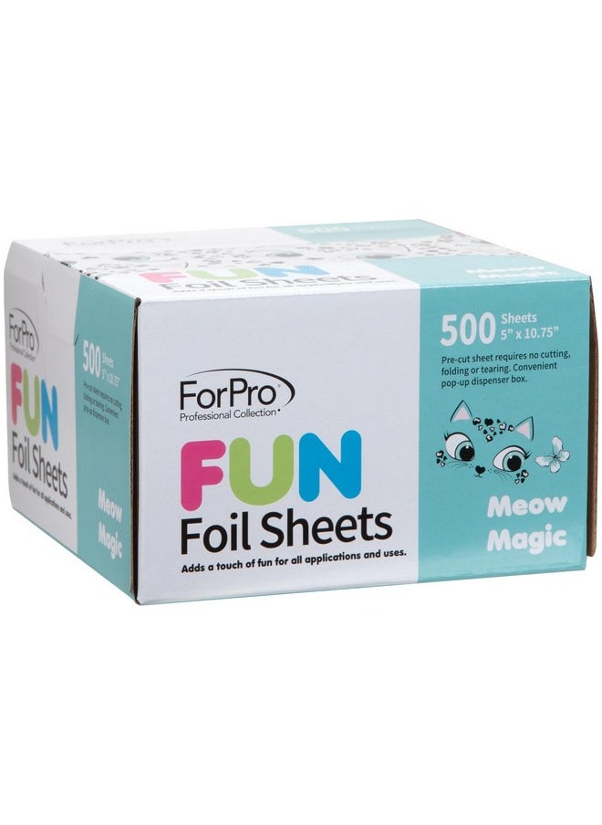 ForPro Professional Collection FUN Meow Magic 5Foil Sheets, Aluminum Foil, Pop-Up Foil Dispenser, Hair Foils for Color Application and Highlighting Services, Food Safe, 5