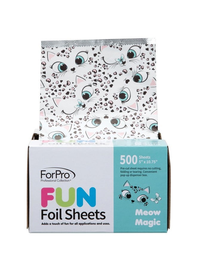 ForPro Professional Collection FUN Meow Magic 5Foil Sheets, Aluminum Foil, Pop-Up Foil Dispenser, Hair Foils for Color Application and Highlighting Services, Food Safe, 5