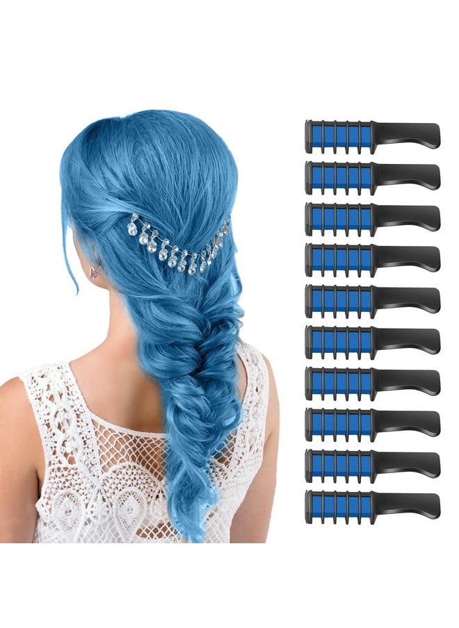 MSDADA Blue Hair Chalk for Girls - 10 Pcs New Hair Chalk Comb Temporary Bright Washable Hair Color Dye for Girls Kids - Christmas Birthday Easter Halloween Gifts for Girls Kids